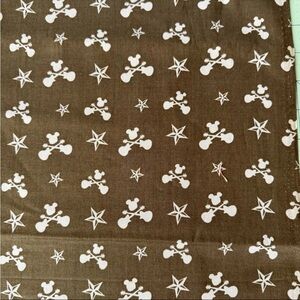 Mickey Mouse Nautical Stars Guitars Brown Green Quilting Cotton Fabric 1 yd+13"L